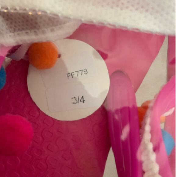 Planet Sea Pink Flip Flops with colorful Pom Poms - Picture 2 of 2